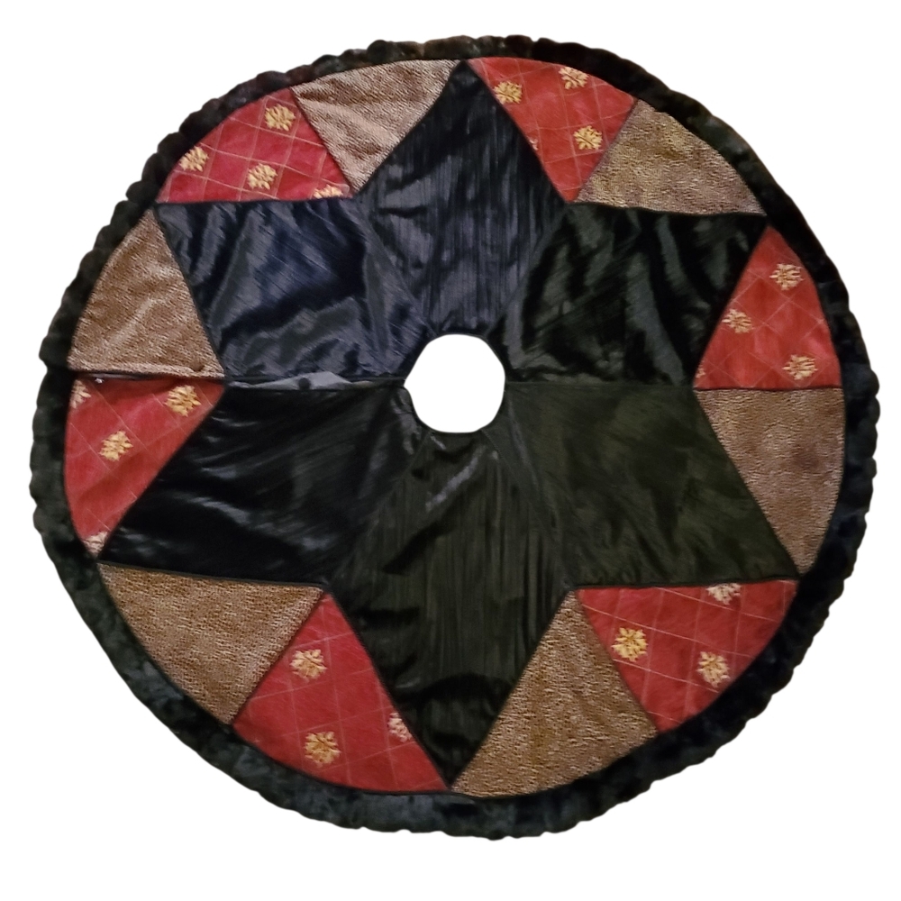 Villa Bacci Tree Skirt Embroidered Velvet Animal Print 54" Christmas Large